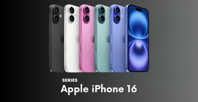 Alla iPhone-enheter från iPhone 16-serien i olika färger, inklusive iPhone 16, iPhone 16 Plus, iPhone 16 Pro och iPhone 16 Pro Max, tillgängliga hos Elektronikjakt, som visar deras mångsidighet och stil