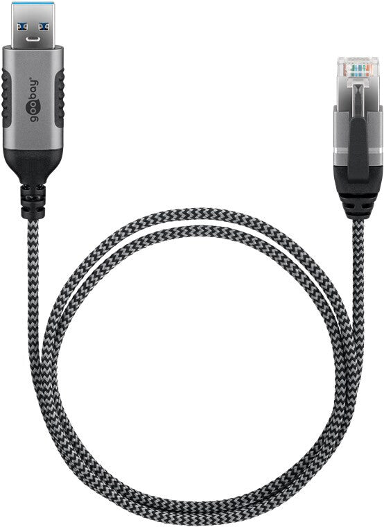 Goobay 74396 kabelomvandlare (hane/hona) USB 3.0 type A RJ45 Svart, Silver