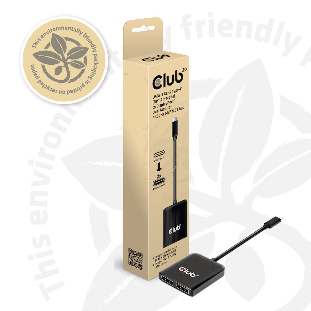 CLUB3D CSV-1555 videokabeladapter 1,5 m USB Type-C 2 x DisplayPort Svart