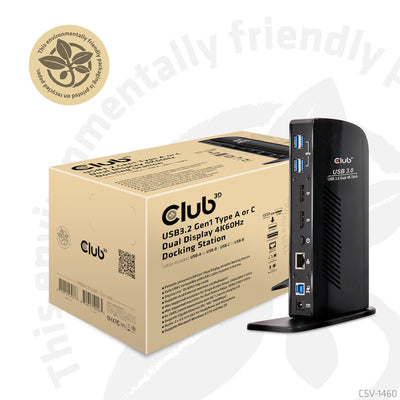 CLUB3D USB3.2 Gen1 Type A or C Dual Display 4K60Hz Docking Station