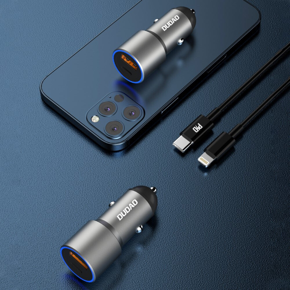 DUDAO R4PQ Car Charger 22.5W Universal Grå Cigarr tändare Snabb laddning Automatisk