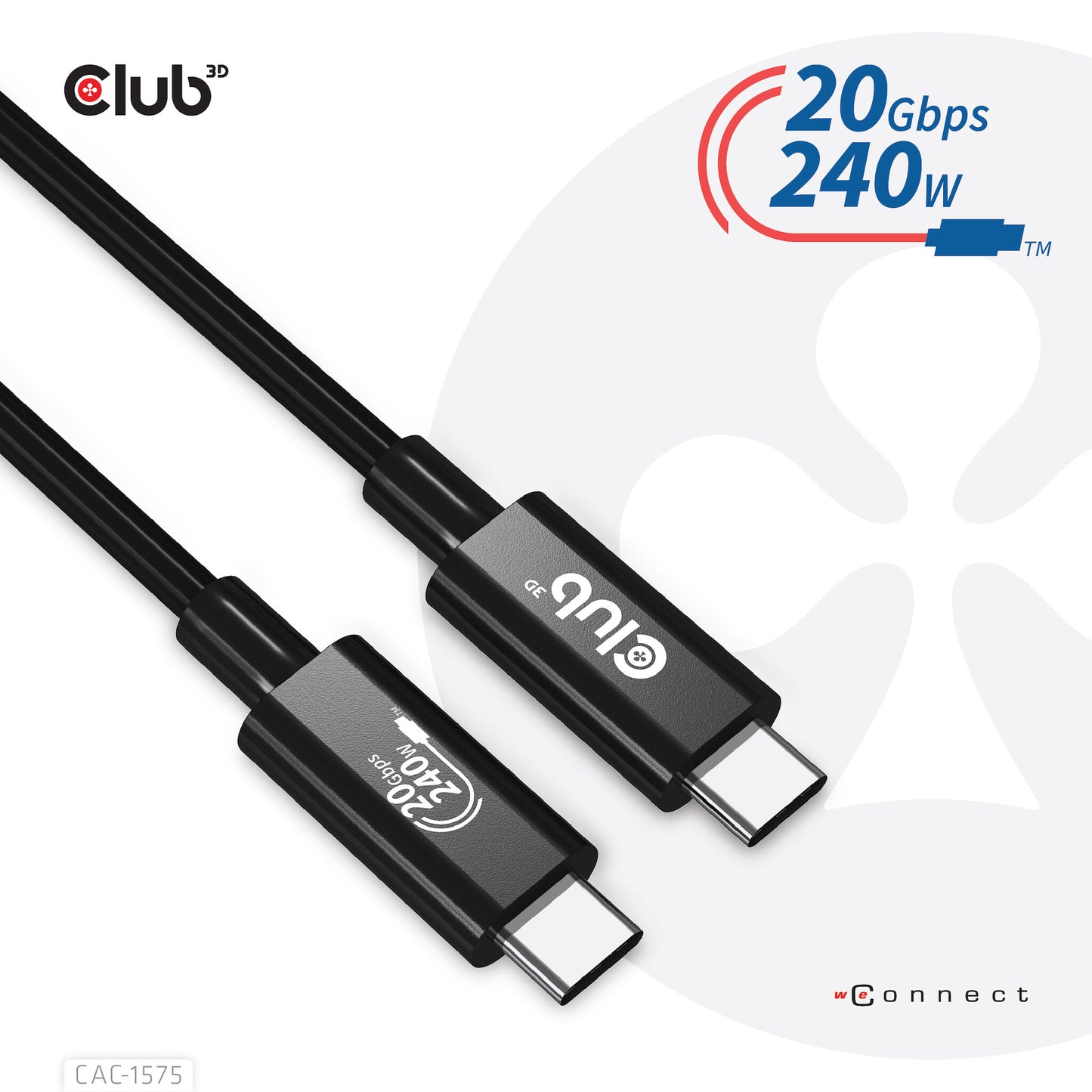 CLUB3D CAC-1575 USB-kablar USB4 Gen 2x2 2 m USB C Svart