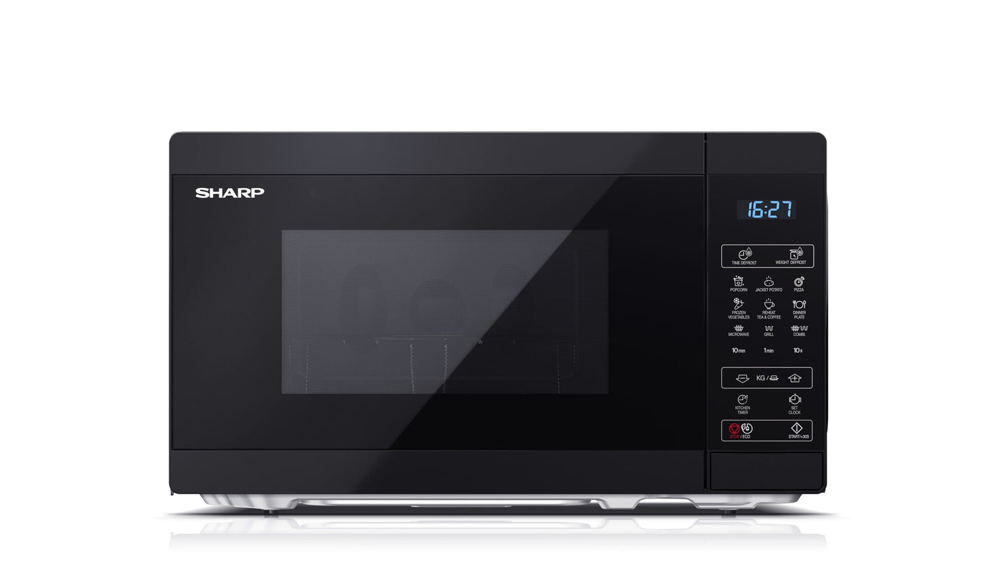 Sharp YC-MG02E-B mikrovågsugn Bänkdiskmaskin Grillmikrovågsugn 20 l 800 W Svart