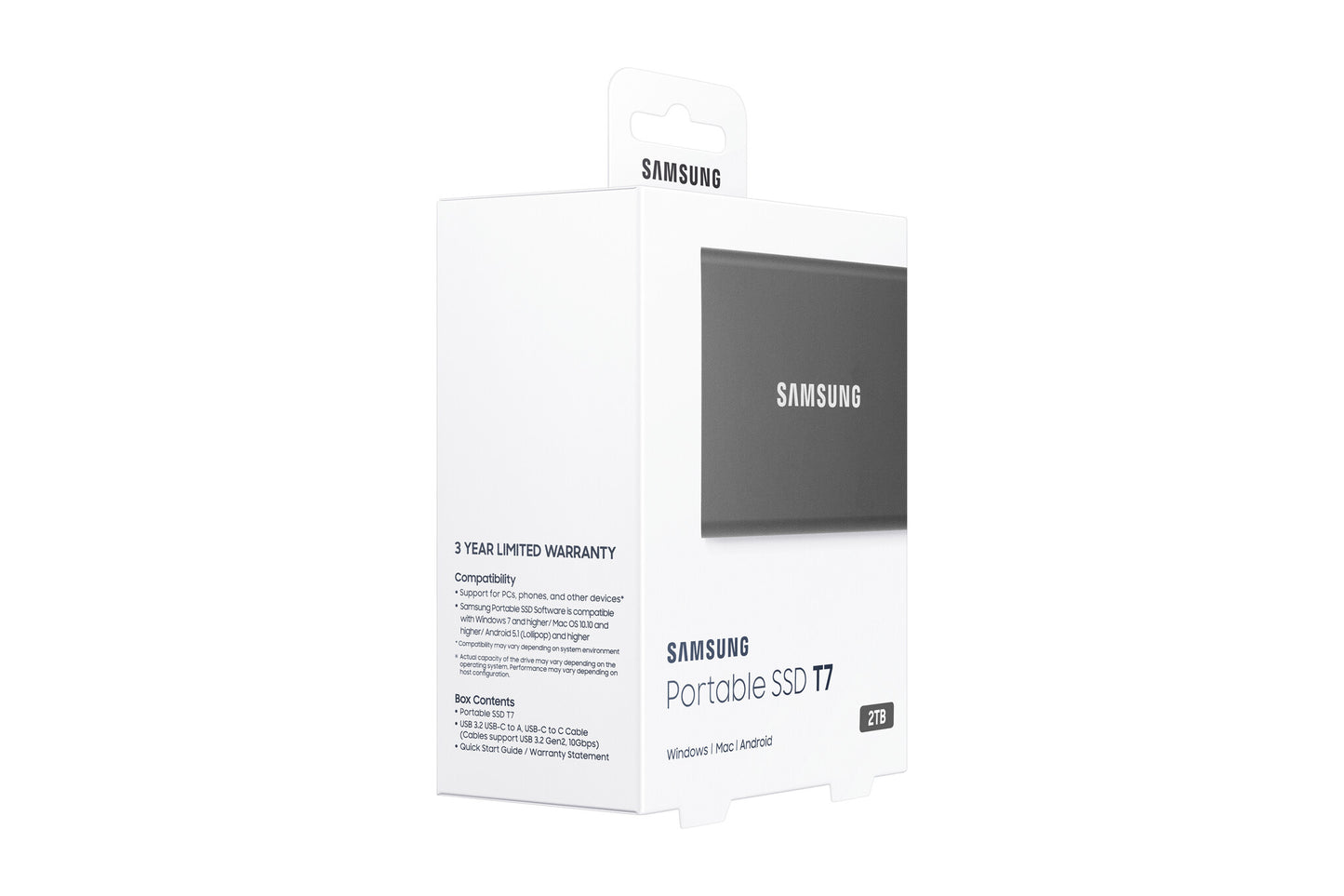 Samsung Portable SSD T7 2 TB USB Type-C 3.2 Gen 2 (3.1 Gen 2) Grå