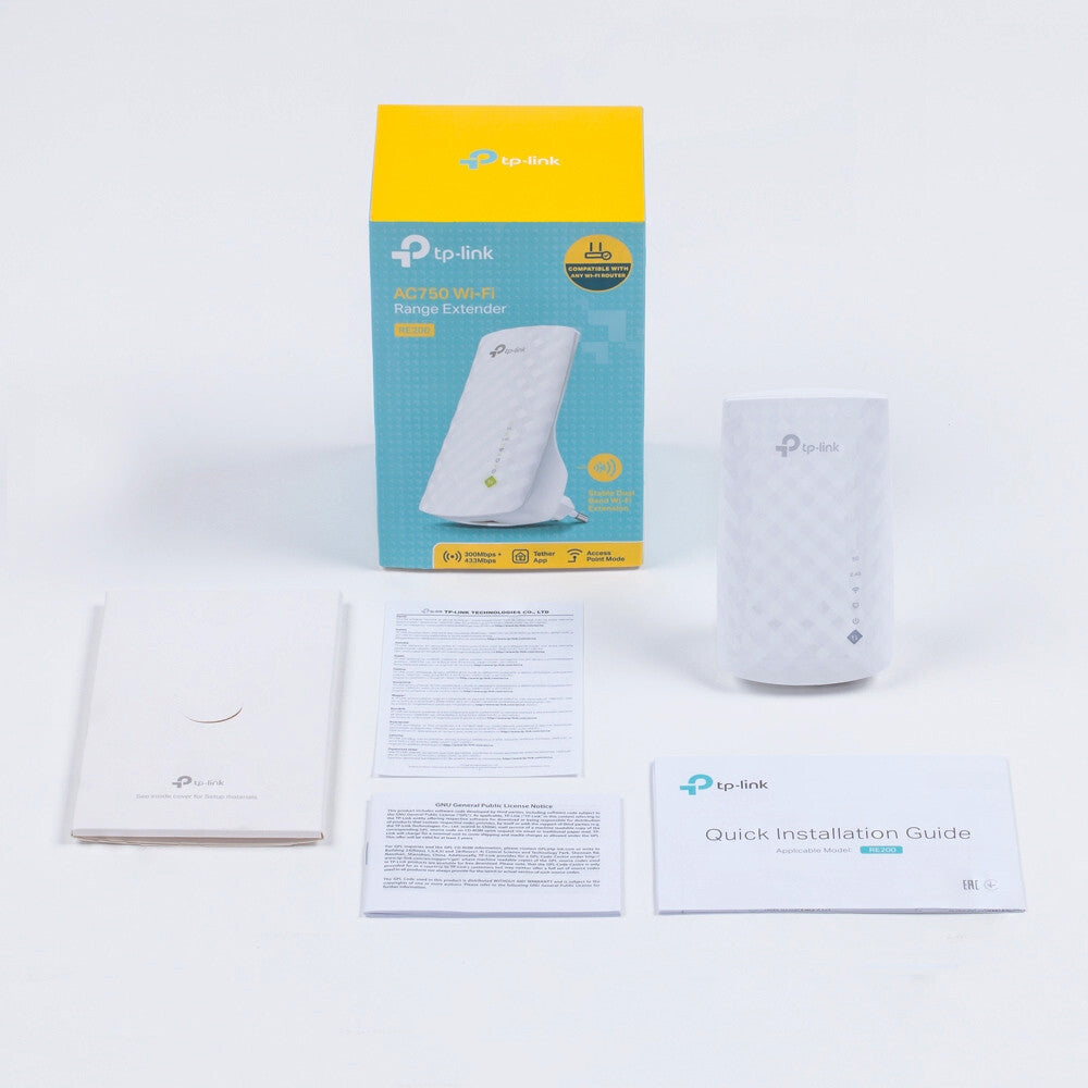 TP-Link RE200 nätverksförlängare Nätverksrepeater Vit 10, 100 Mbit/s