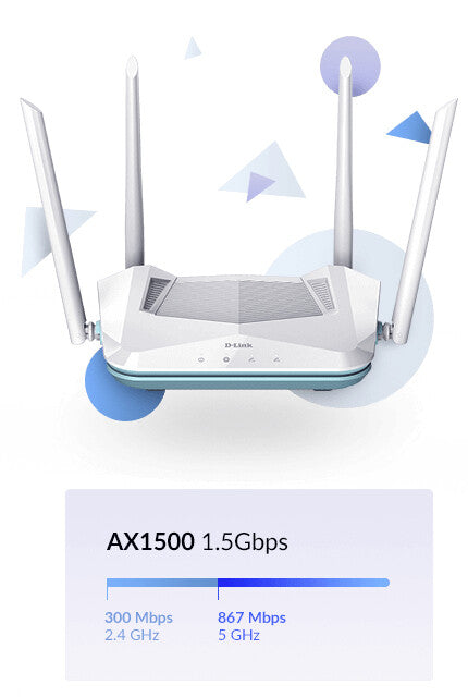 D-Link R15 trådlös router Gigabit Ethernet Dual-band (2,4 GHz / 5 GHz) Vit