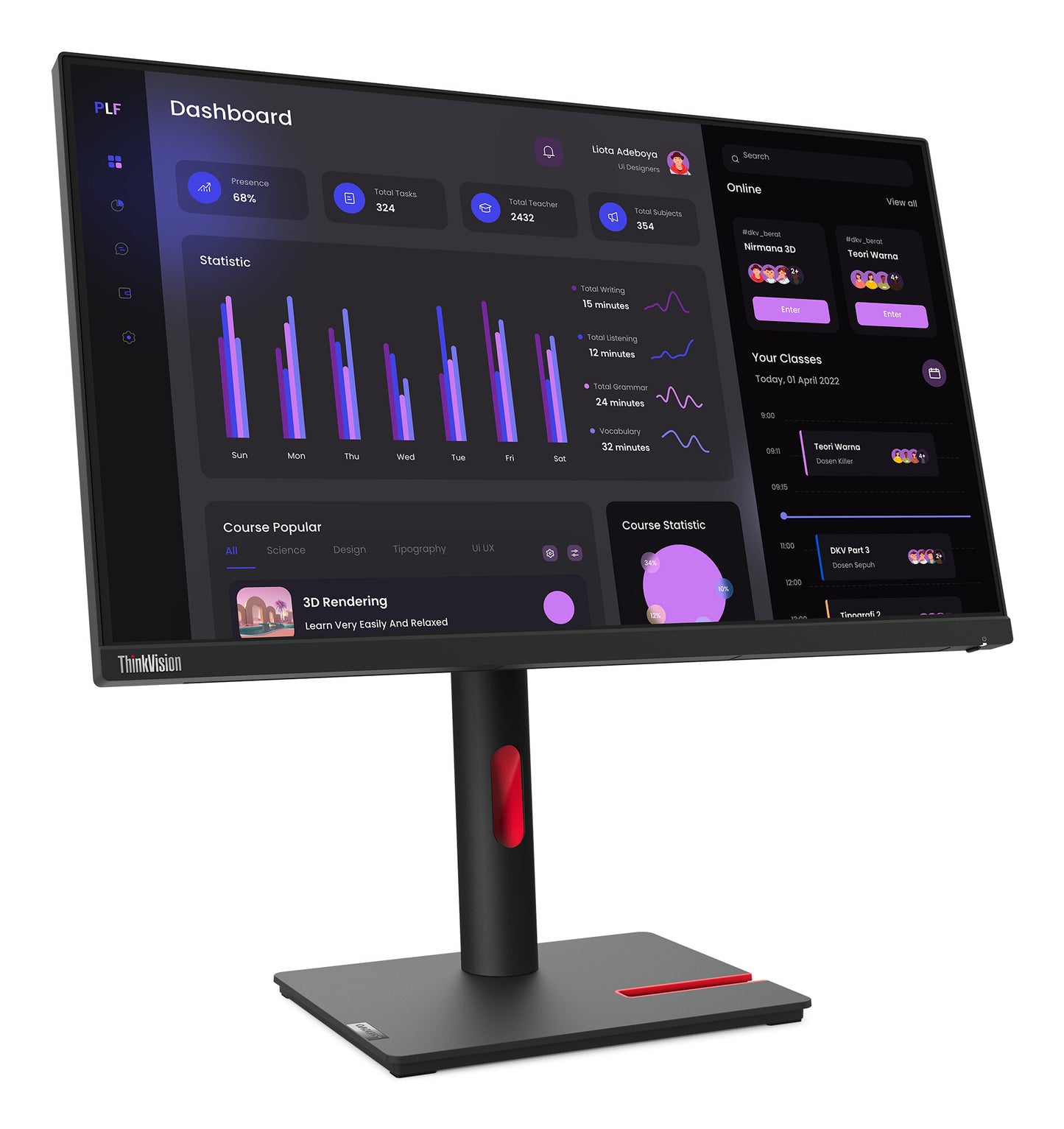 Lenovo ThinkVision T24i-30 LED display 60,5 cm (23.8") 1920 x 1080 pixlar Full HD Svart