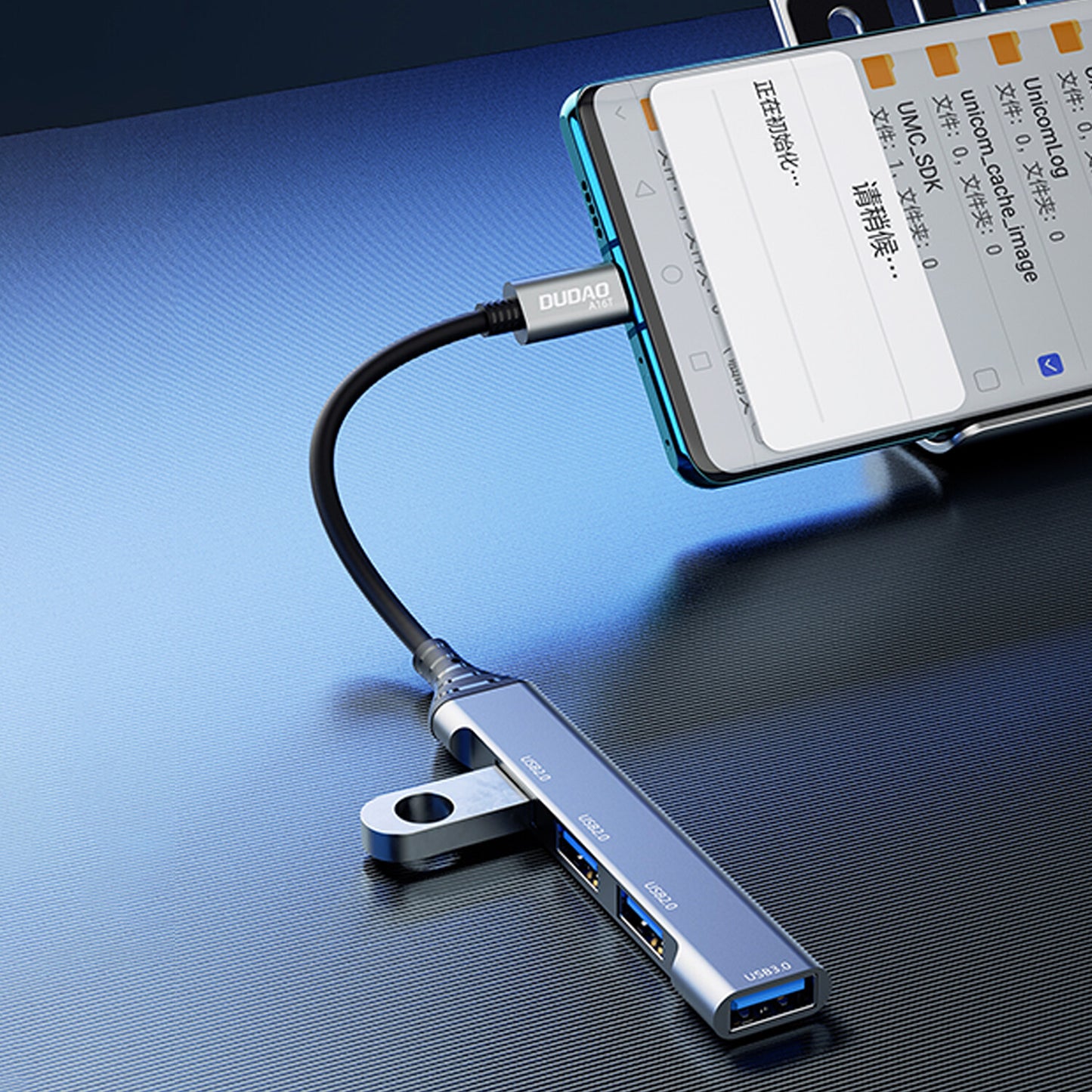 DUDAO A16T 4-in-4 USB-C Hub Kabel USB 3.2 Gen 1 (3.1 Gen 1) Type-C Grå