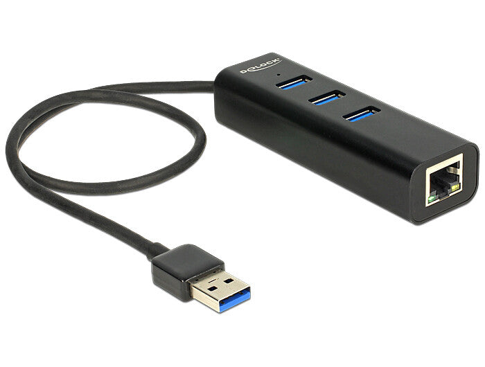 DeLOCK 62653 dockningsstationer för bärbara datorer Kabel USB 3.2 Gen 1 (3.1 Gen 1) Type-A Svart