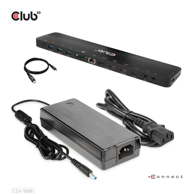CLUB3D CSV-1566 dockningsstationer för bärbara datorer Dockning USB 3.2 Gen 1 (3.1 Gen 1) Type-C Svart