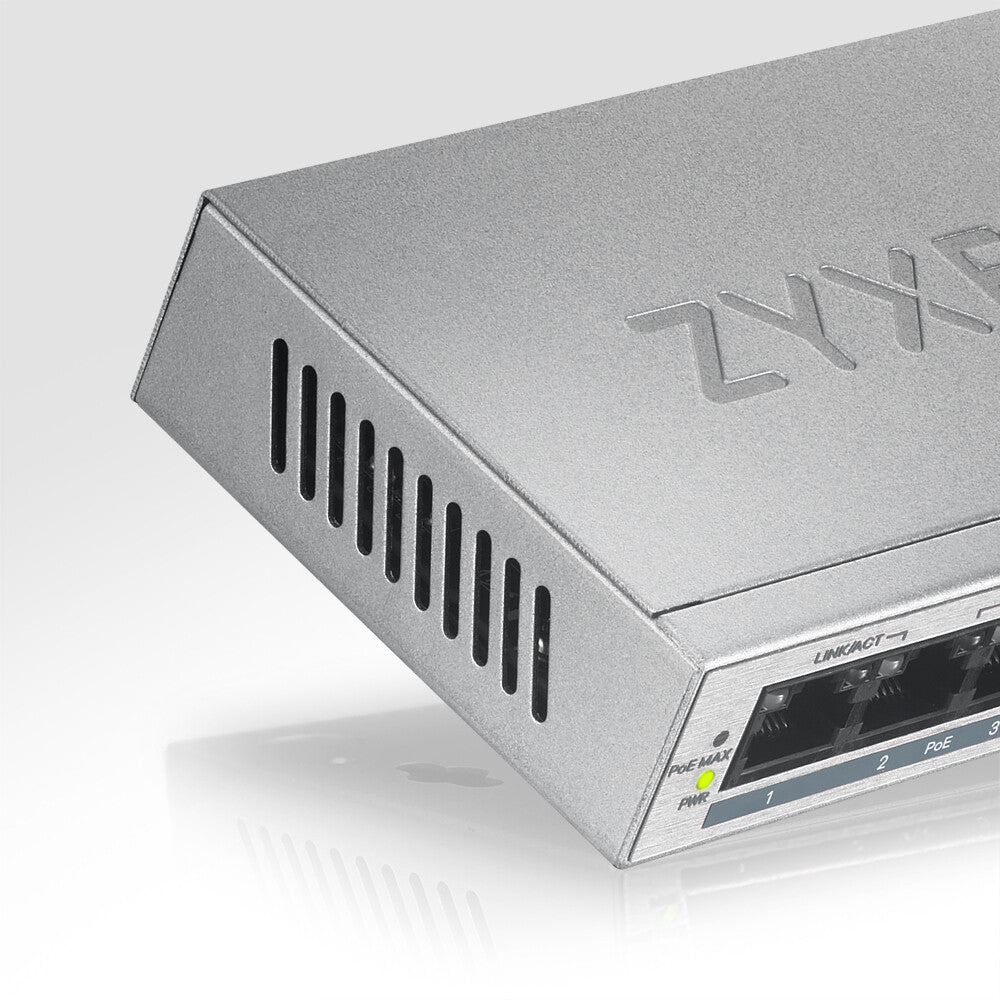 Zyxel GS1005HP Ohanterad Gigabit Ethernet (10/100/1000) Strömförsörjning via Ethernet (PoE) stöd Silver