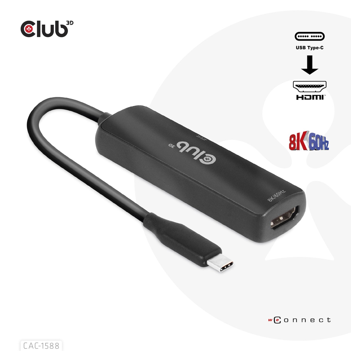 CLUB3D CAC-1588 videokabeladapter 0,17 m USB Type-C HDMI Svart