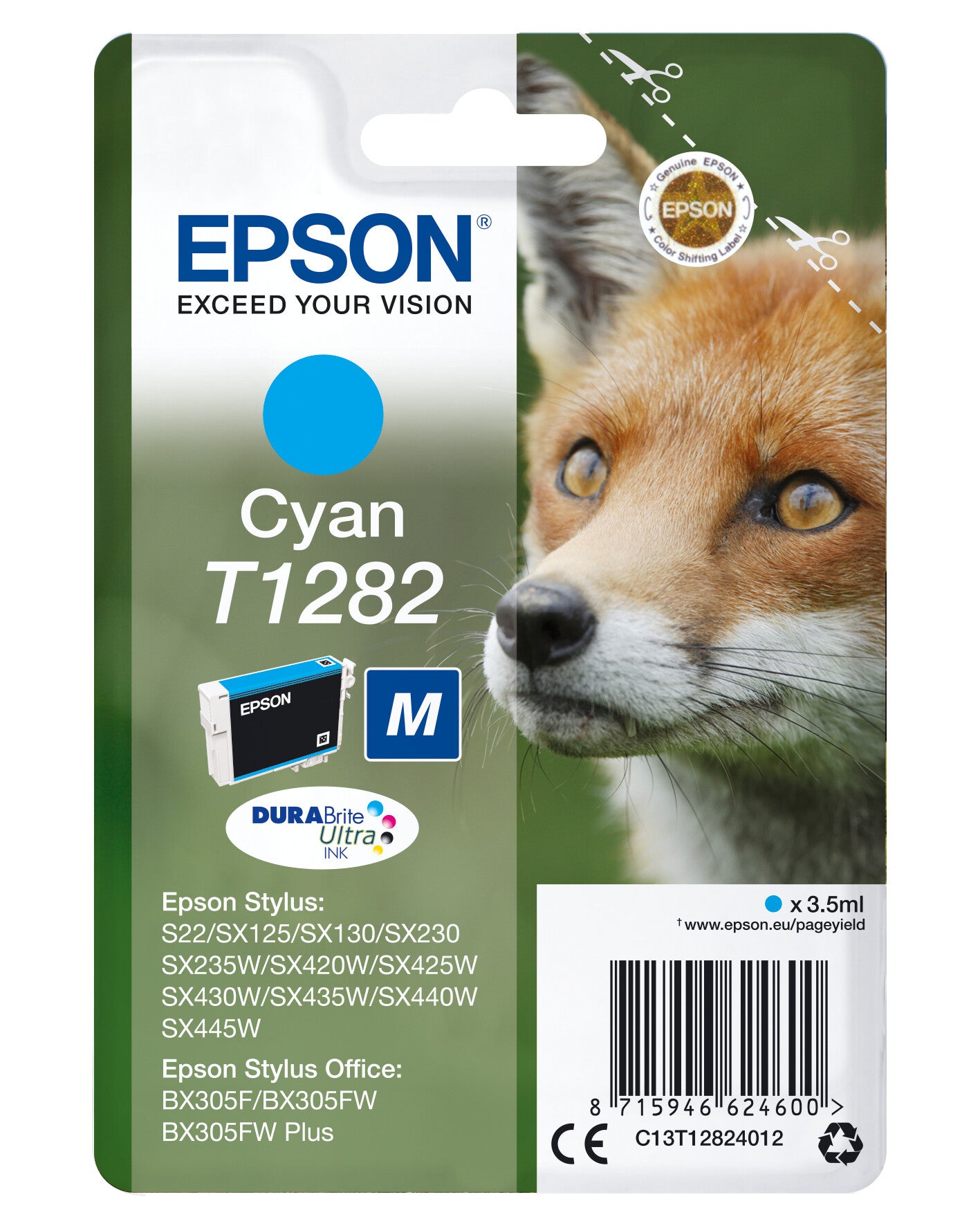 Epson Fox Enpack cyan T1282 DURABrite Ultra-bläck