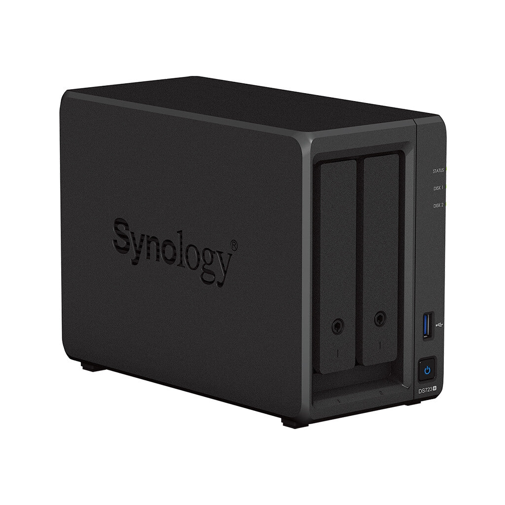 Synology DiskStation DS723+ NAS- & lagringsservrar Tower Ryzen Embedded R1600 2 GB DDR4 DiskStation Manager Svart