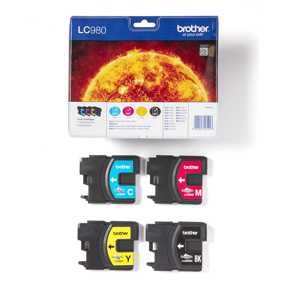 Brother LC-980VALBPDR bläckpatroner 4 styck Original Svart, Cyan, Magenta, Gul