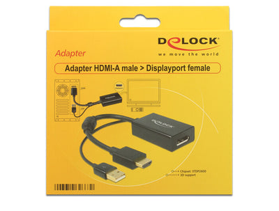 DeLOCK 0.245m HDMI+USB2.0-A/DisplayPort 0,254 m HDMI + USB Svart