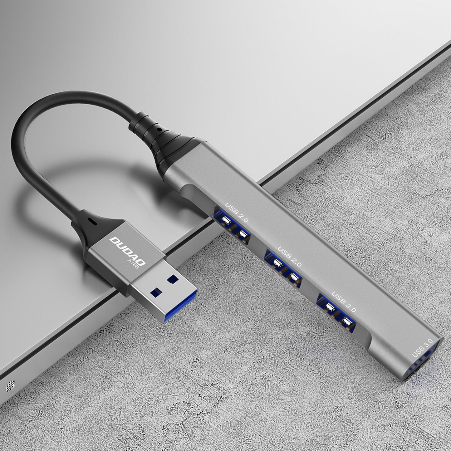 DUDAO 4-IN-1 multi-functional USB hub Charging Kabel USB 3.2 Gen 1 (3.1 Gen 1) Type-A Grå