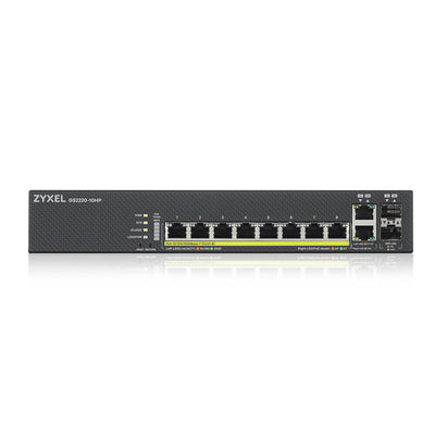 Zyxel GS2220-10HP-EU0101F nätverksswitchar hanterad L2 Gigabit Ethernet (10/100/1000) Strömförsörjning via Ethernet (PoE) stöd Svart
