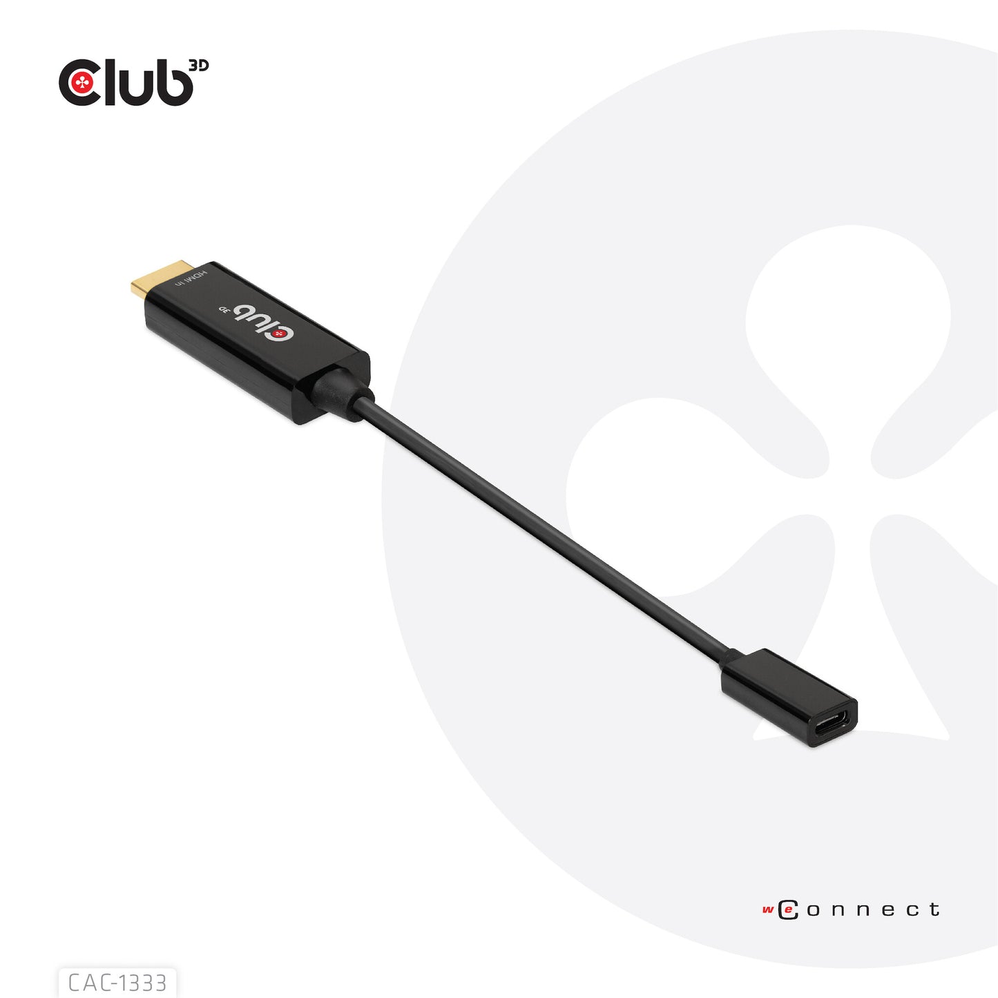 CLUB3D CAC-1333 videokabeladapter 0,22 m HDMI Typ A (standard) USB Type-C Svart
