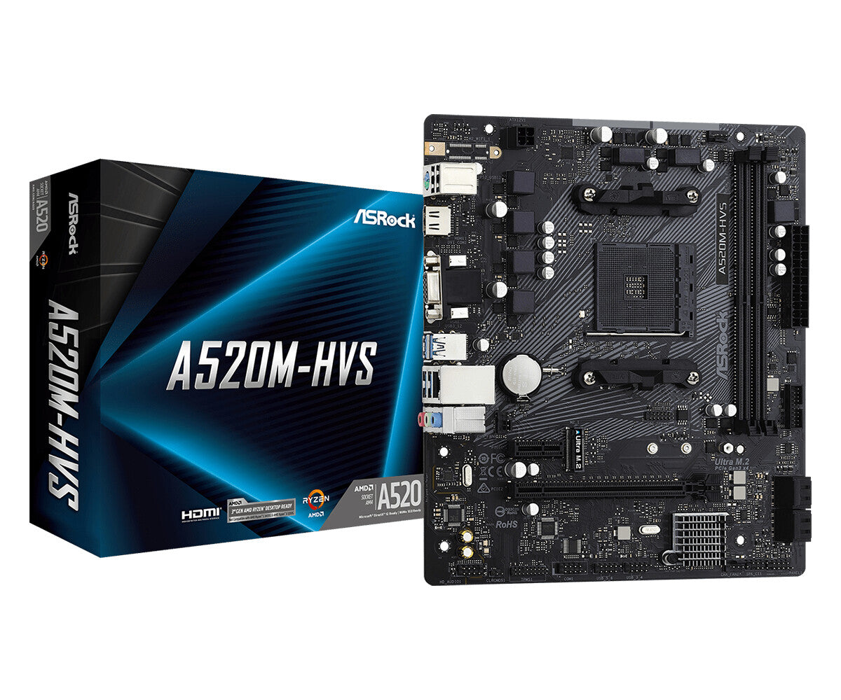 Asrock A520M-HVS AMD A520 Uttag AM4 micro ATX