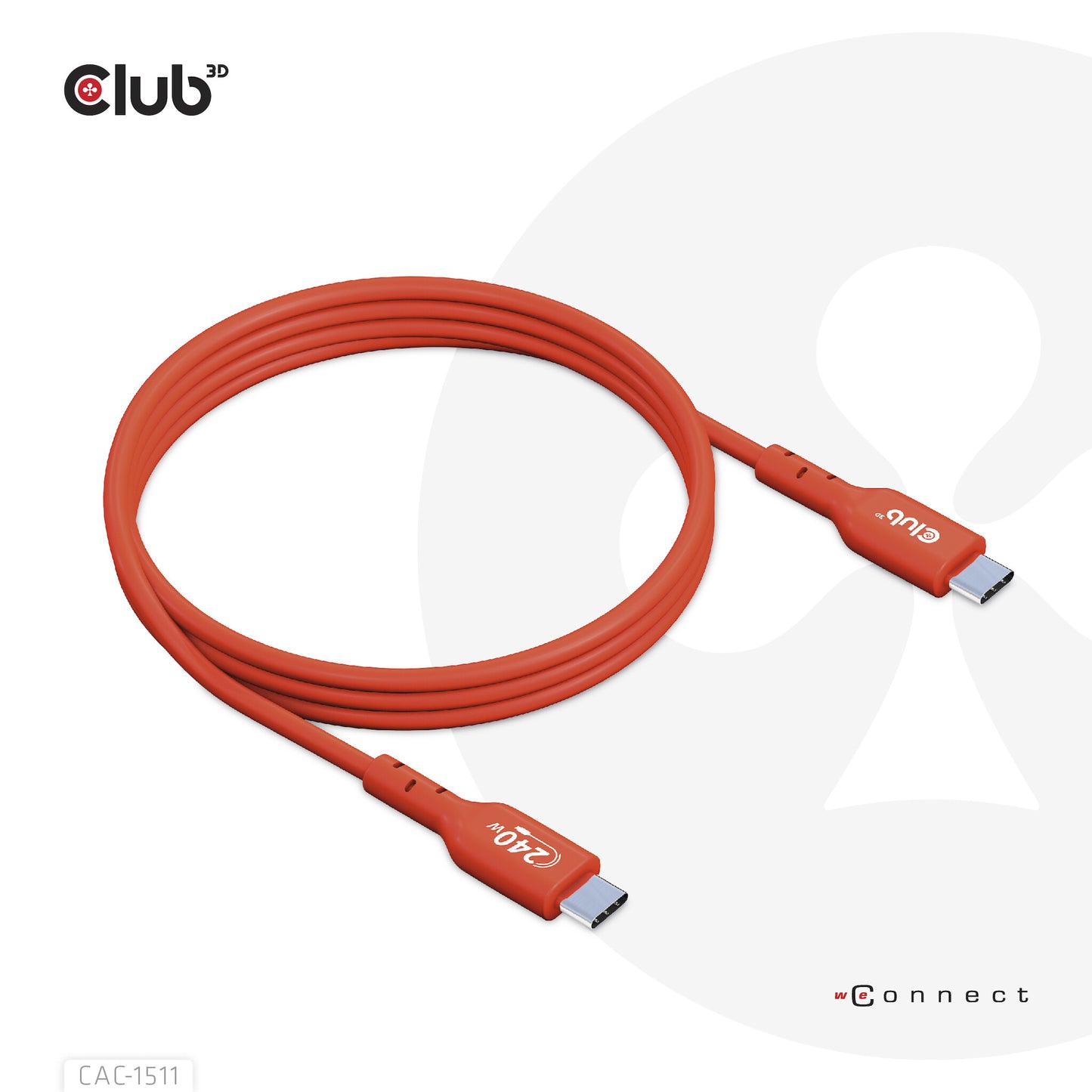CLUB3D CAC-1511 USB-kablar 1 m USB 2.0 USB C Orange