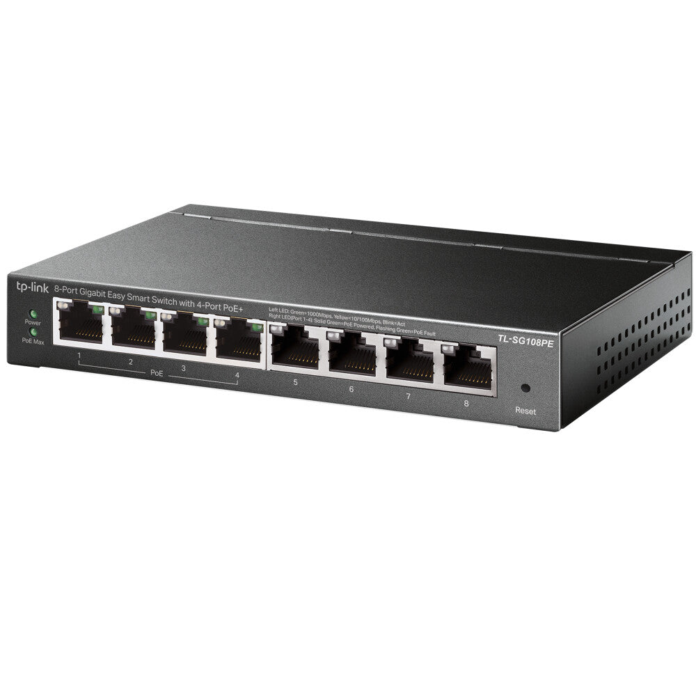 TP-Link TL-SG108PE nätverksswitchar hanterad L2 Gigabit Ethernet (10/100/1000) Strömförsörjning via Ethernet (PoE) stöd Svart