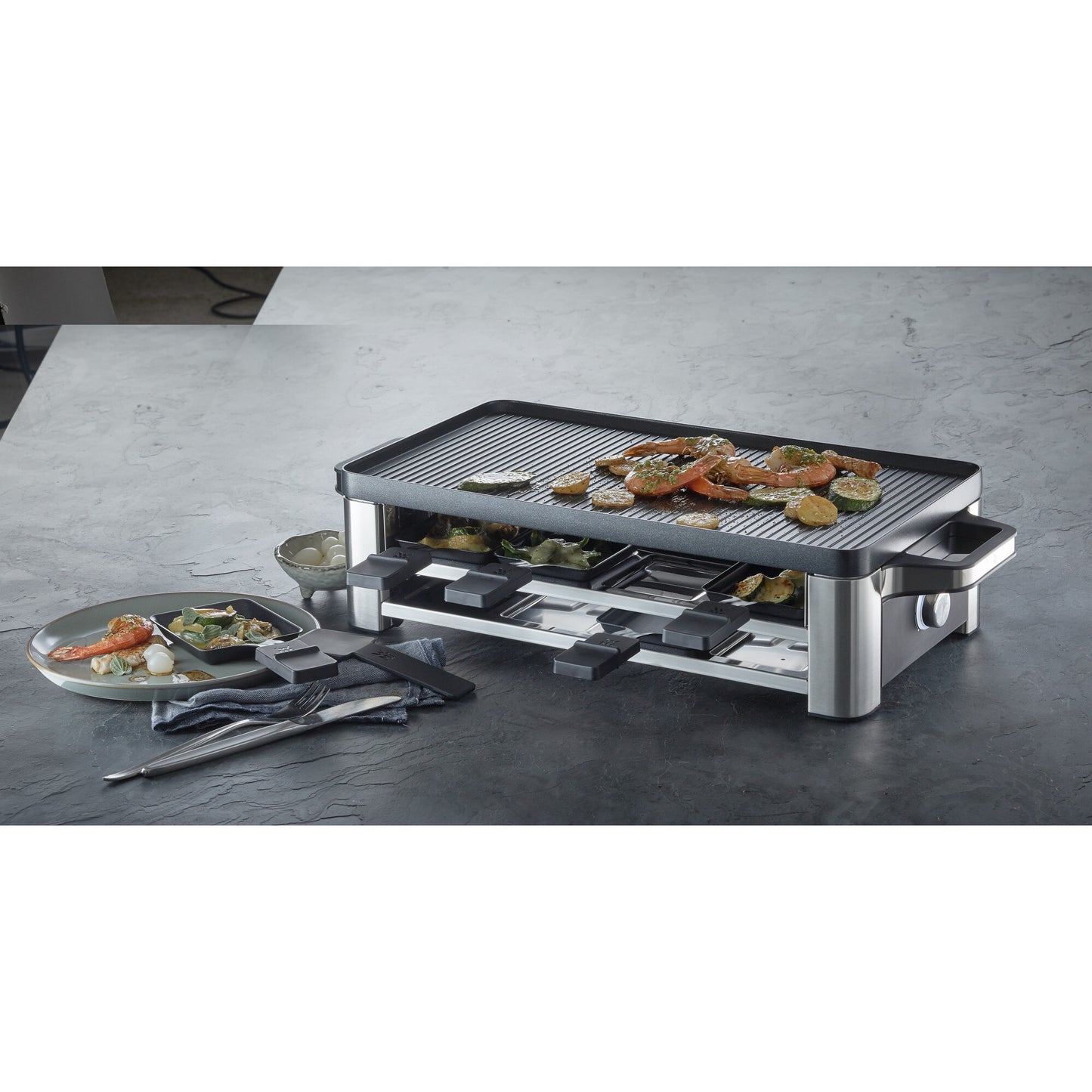 WMF Lono 0415040011 raclettegrill 8 personer 1500 W Svart, Krom