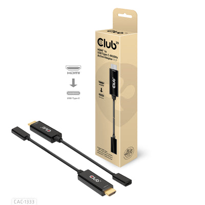 CLUB3D CAC-1333 videokabeladapter 0,22 m HDMI Typ A (standard) USB Type-C Svart