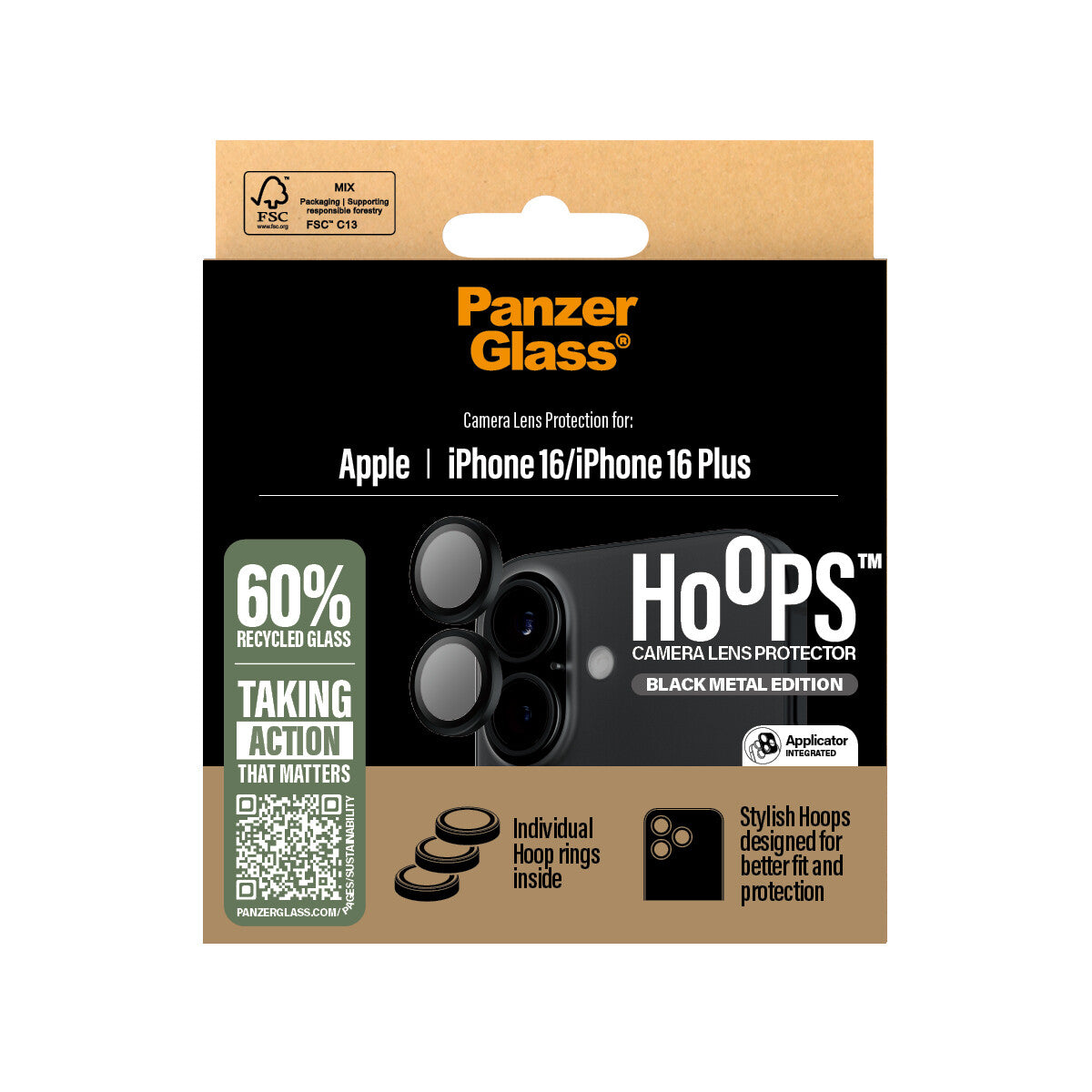 PanzerGlass PG Hoops Black iPhone 16 6.1/6.7Inch