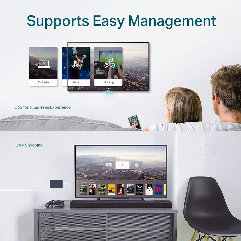 TP-Link TL-SG105E nätverksswitchar hanterad L2 Gigabit Ethernet (10/100/1000) Svart