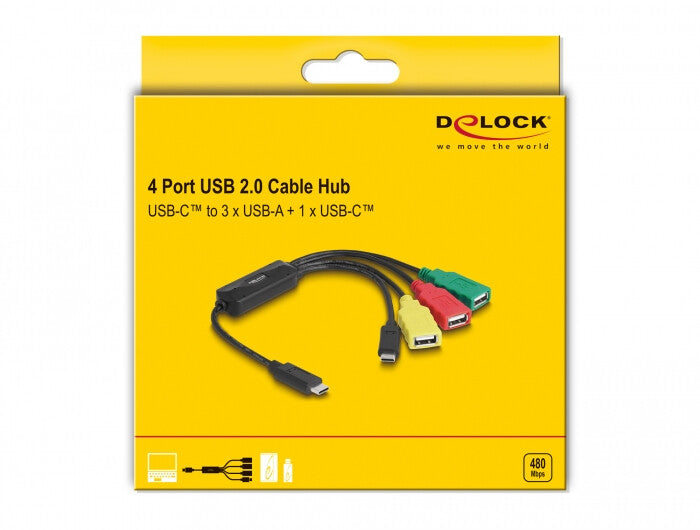 DeLOCK 64203 kabelomvandlare (hane/hona) USB Type-C 3 x USB-A female + 1 x USB-C Multifärg