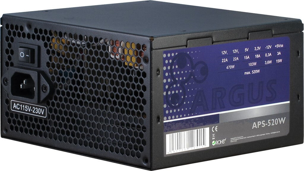 Inter-Tech Argus APS strömförsörjningsenheter 520 W 20+4 pin ATX ATX Svart