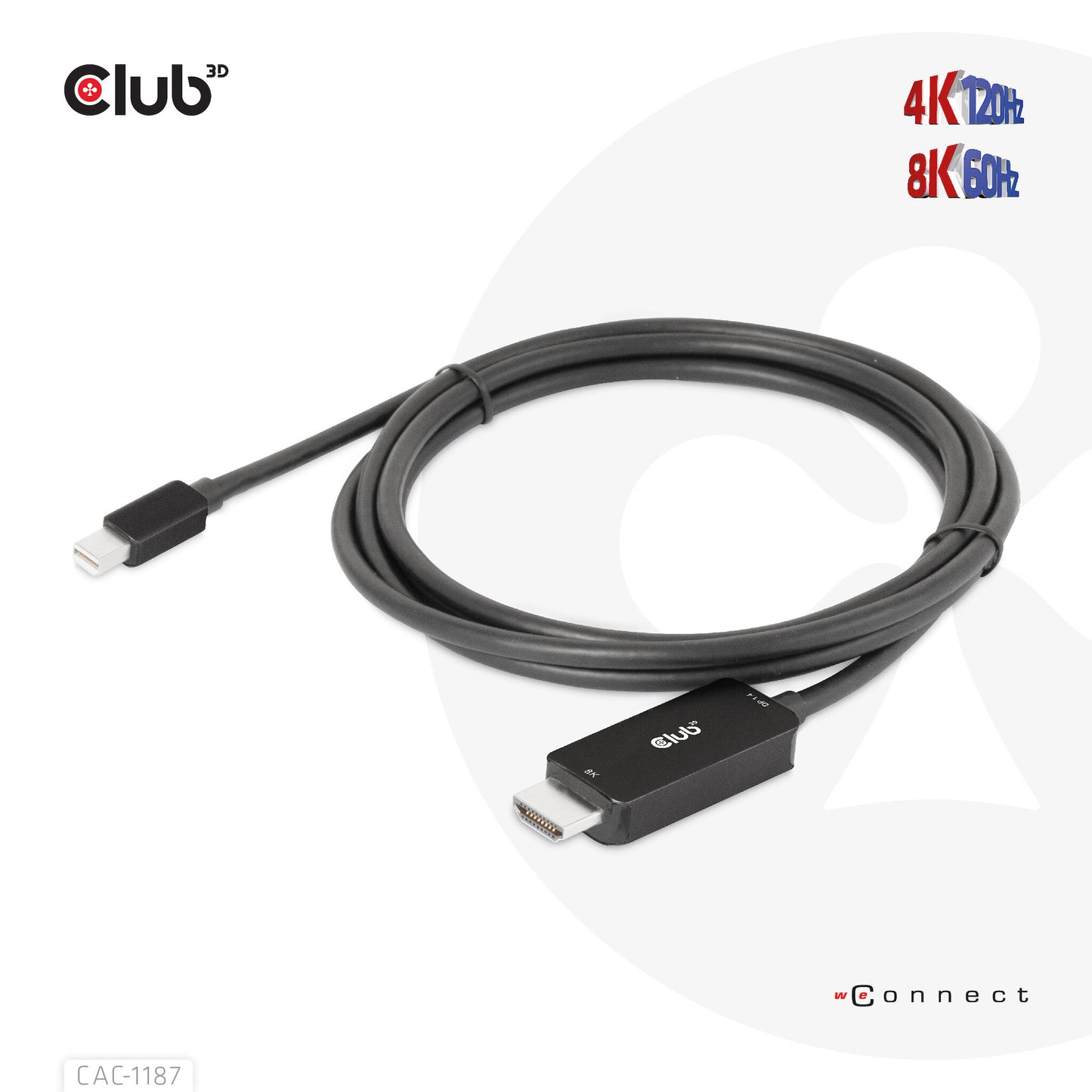 CLUB3D CAC-1187 videokabeladapter 1,8 m Mini DisplayPort HDMI Svart