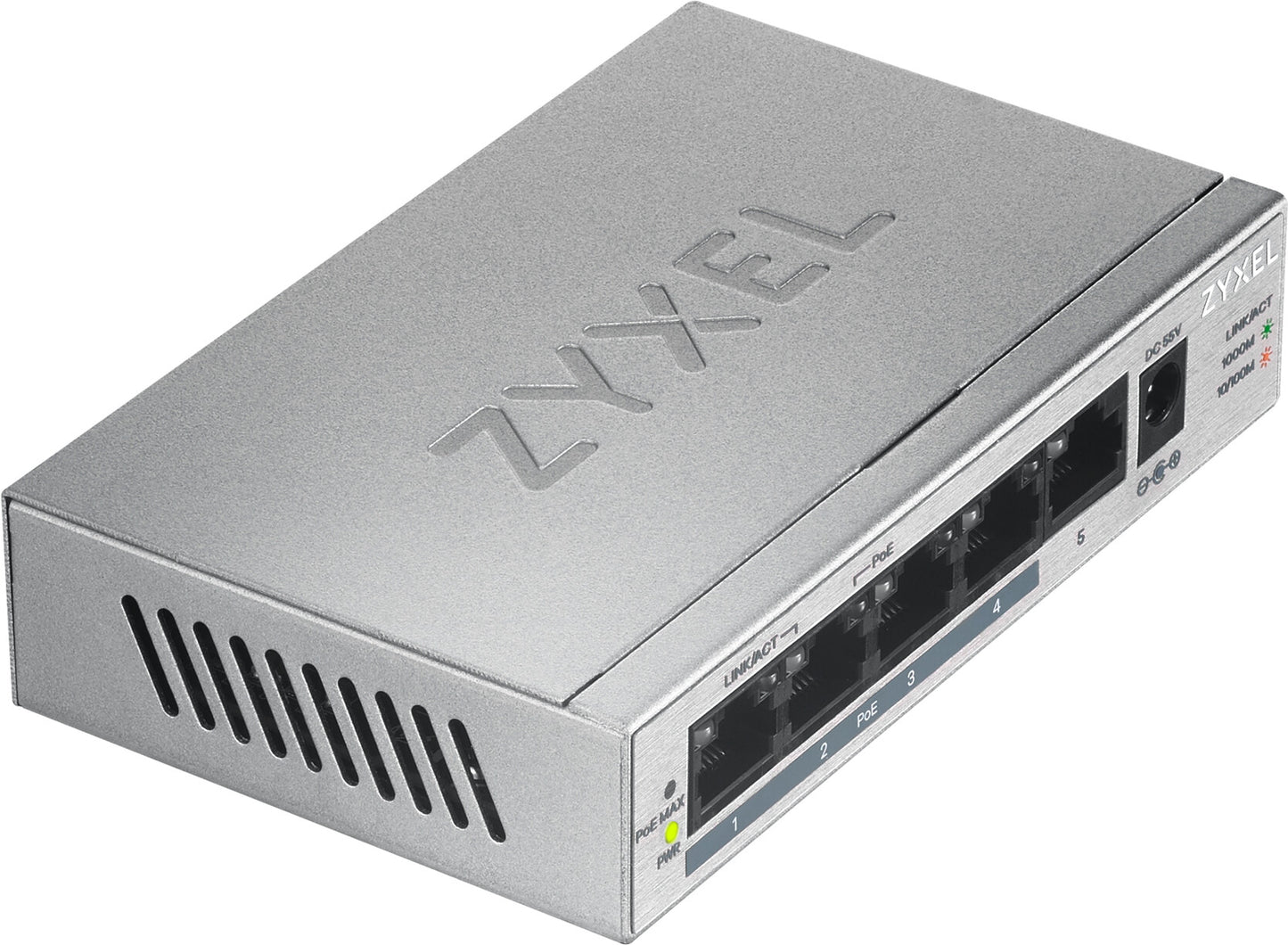 Zyxel GS1005HP Ohanterad Gigabit Ethernet (10/100/1000) Strömförsörjning via Ethernet (PoE) stöd Silver