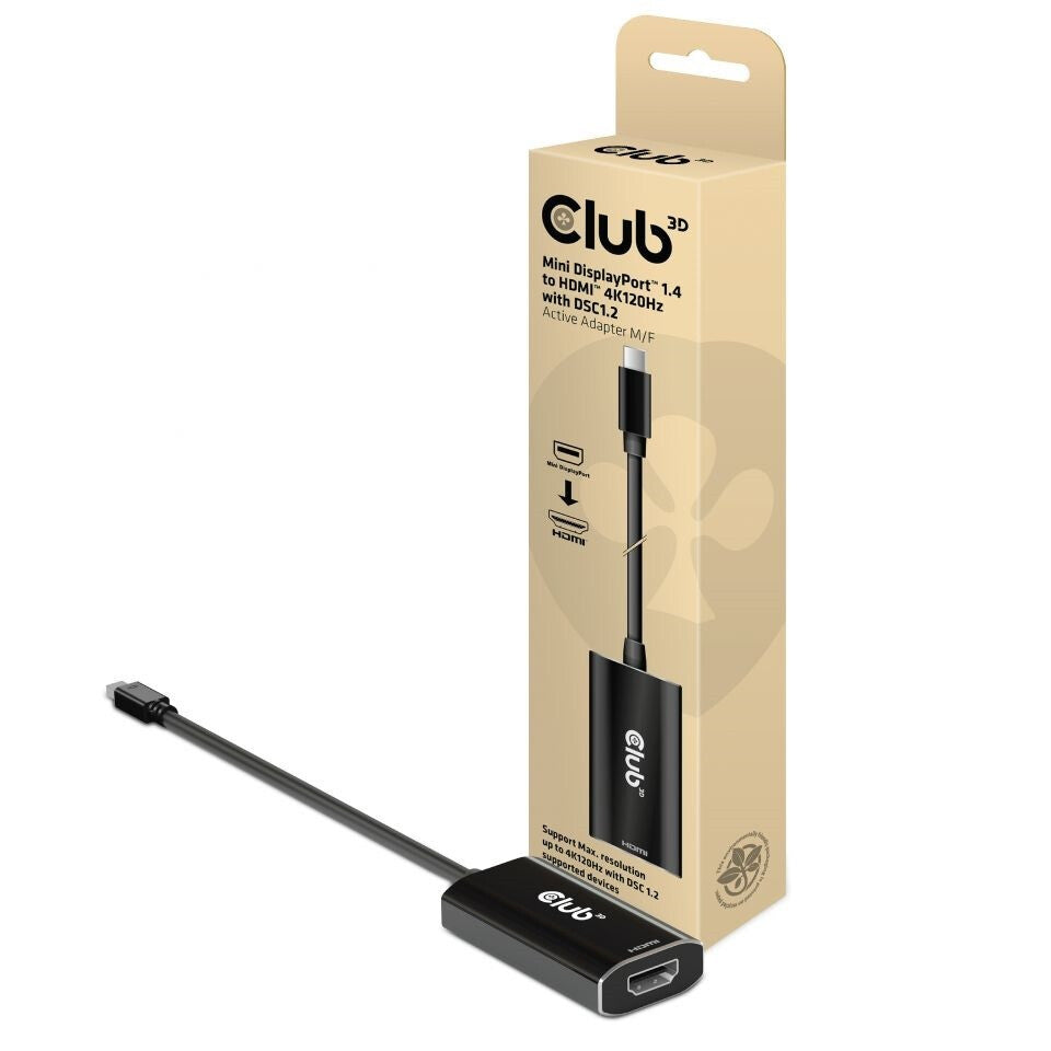 CLUB3D CAC-1186 videokabeladapter 0,15 m Mini DisplayPort HDMI Typ A (standard) Svart