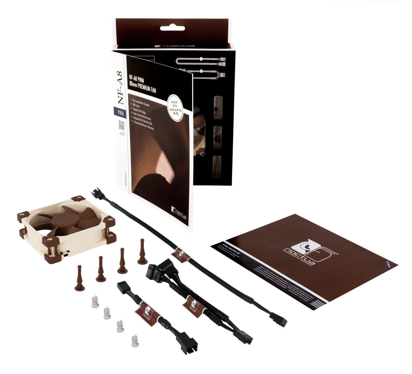 Noctua NF-A8 PWM kylsystem för dator Datorväska Fan 8 cm Beige, Brun