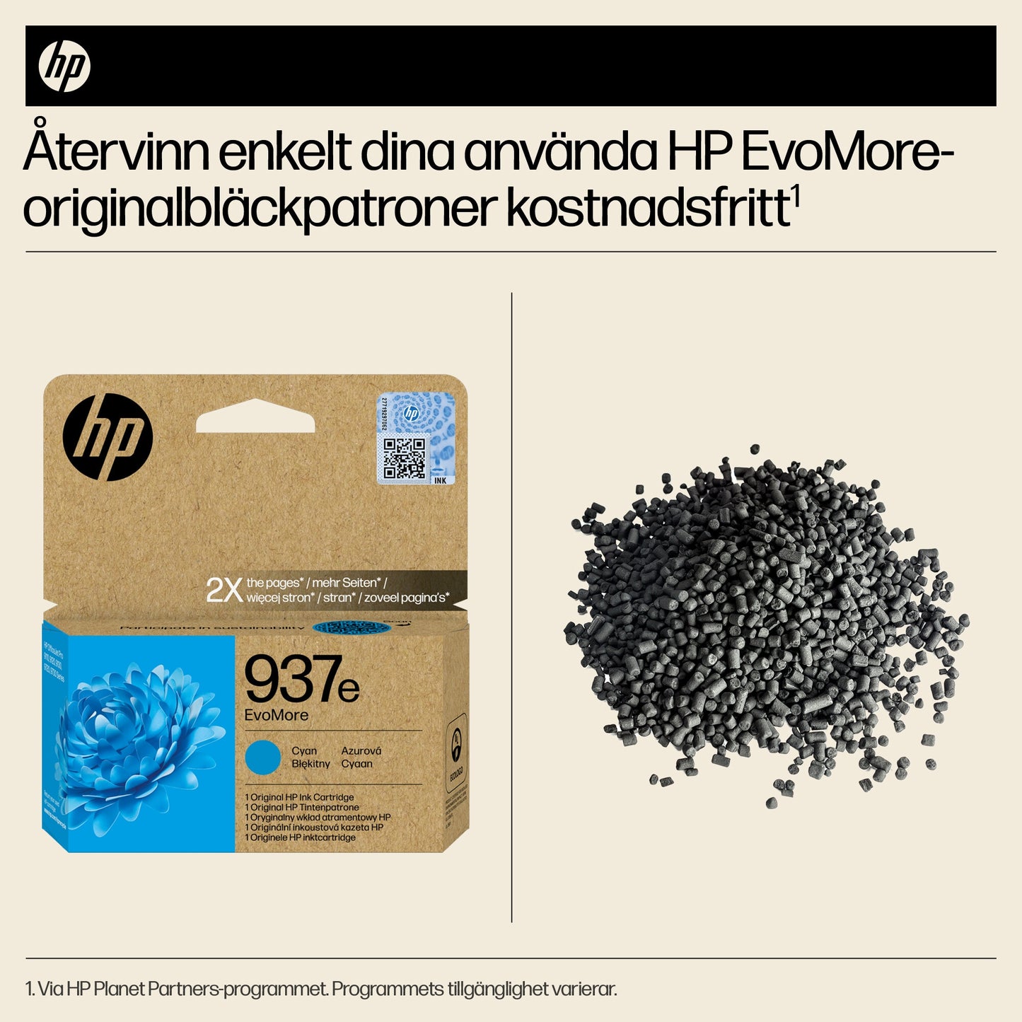 HP 937e EvoMore cyan originalbläckpatron