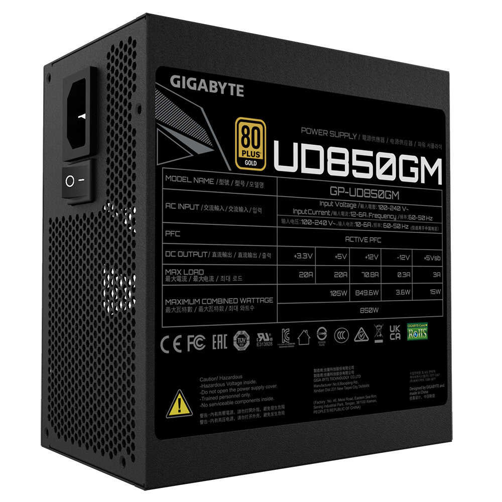 Gigabyte UD850GM strömförsörjningsenheter 850 W 20+4 pin ATX ATX Svart