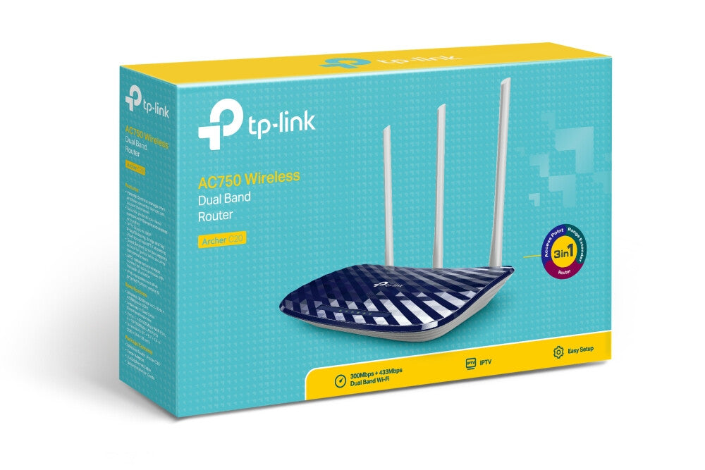 TP-Link AC750 trådlös router Snabb Ethernet Dual-band (2,4 GHz / 5 GHz) Svart, Vit