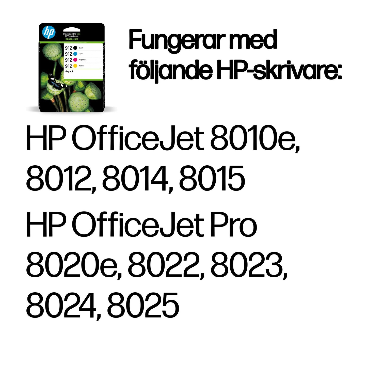 HP 912 4-pack originalbläckpatroner svart/cyan/magenta/gul