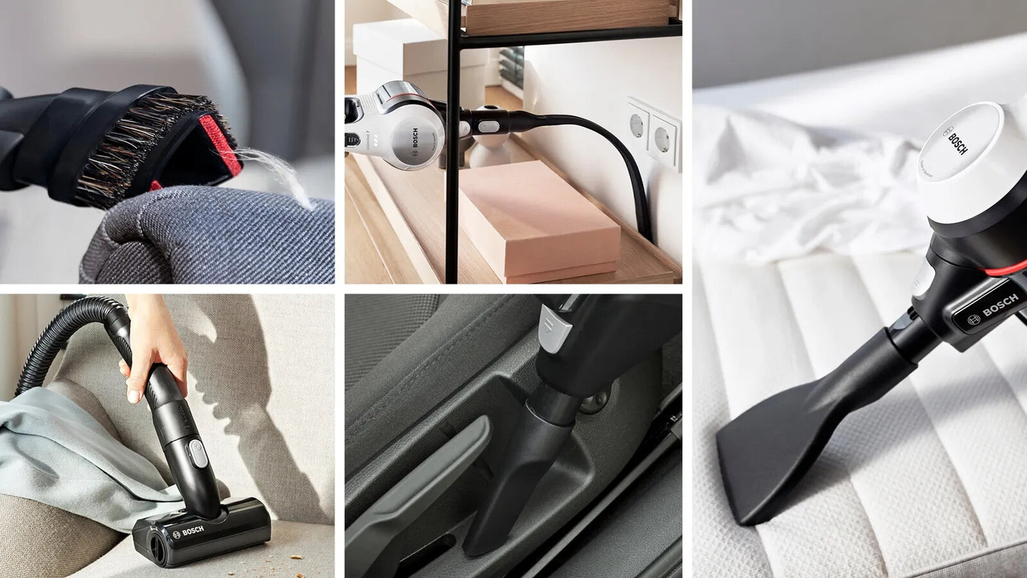 Bosch BCS711XXL upprättstående dammsugare och elektrisk sopborste Skaftdammsugare Batteri Torr Utan påse 0,3 l Vit 3 Ah