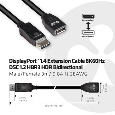 CLUB3D cac-1023 3 m DisplayPort Svart