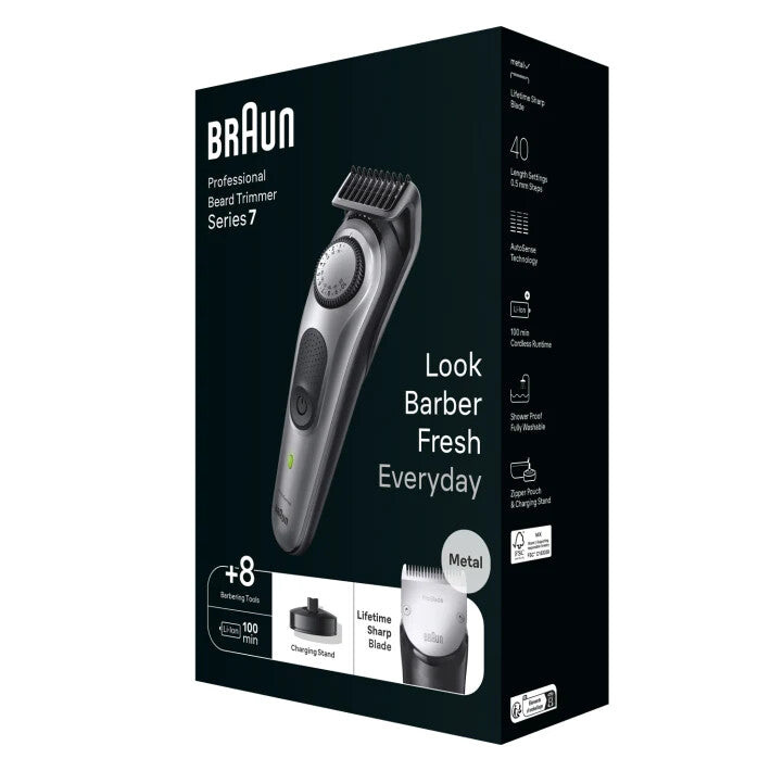 Braun BeardTrimmer 7 BT7420 skäggtrimmer Batteri 40 2 cm Silver