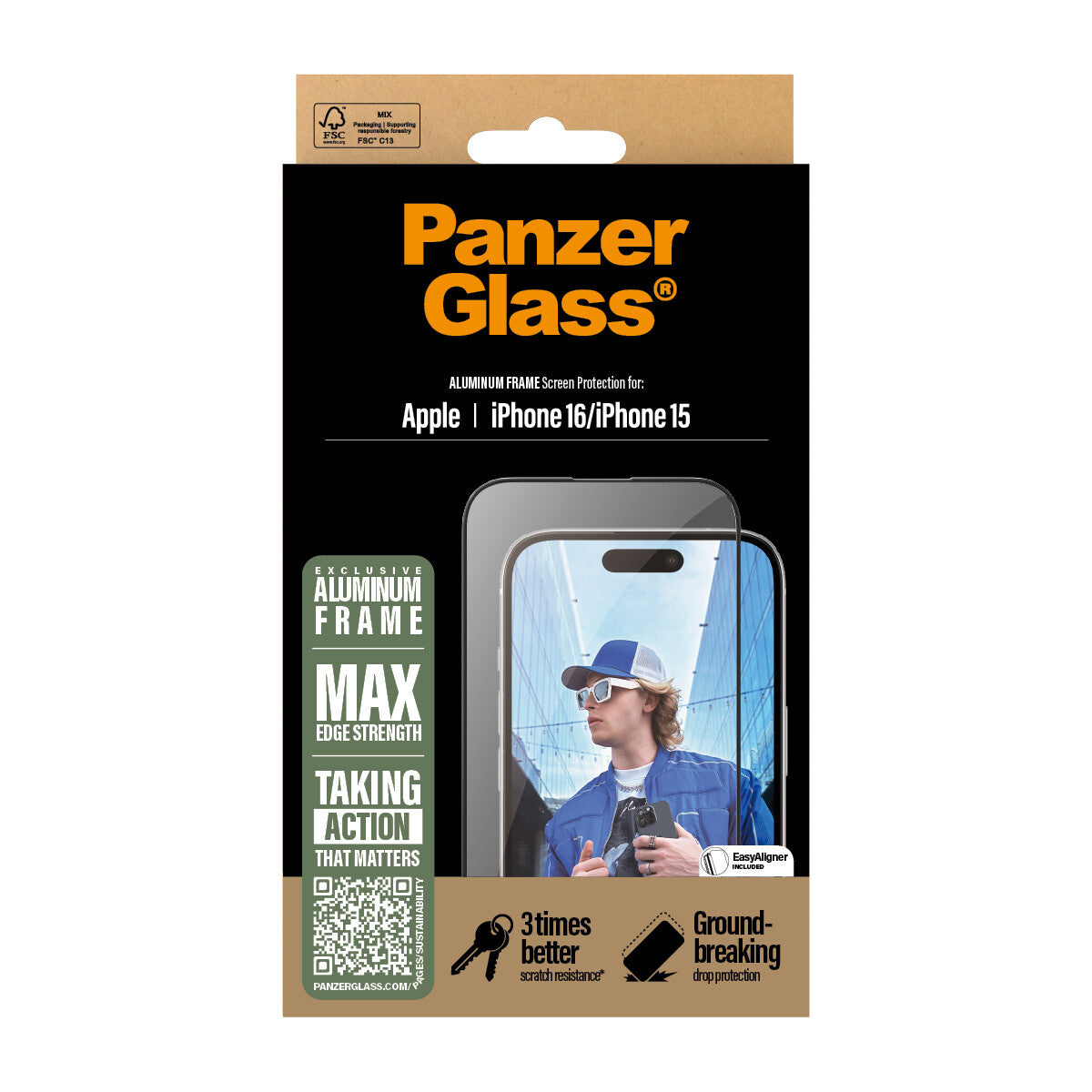 PanzerGlass PG Scrn Alu Frame iPhone 16 6.1Inch UWF