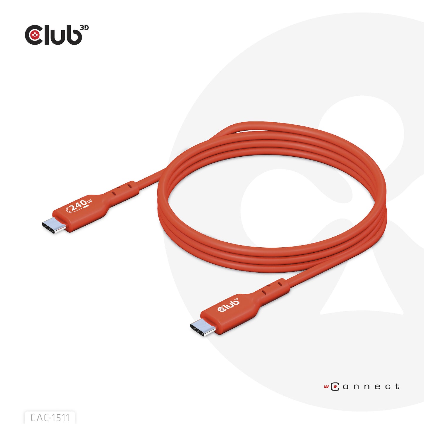 CLUB3D CAC-1511 USB-kablar 1 m USB 2.0 USB C Orange