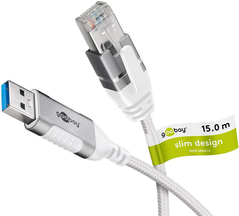 Goobay 74384 kabelomvandlare (hane/hona) USB 3.0 type A RJ45 Vit