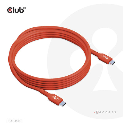 CLUB3D CAC-1513 USB-kablar 3 m USB 2.0 USB C Orange