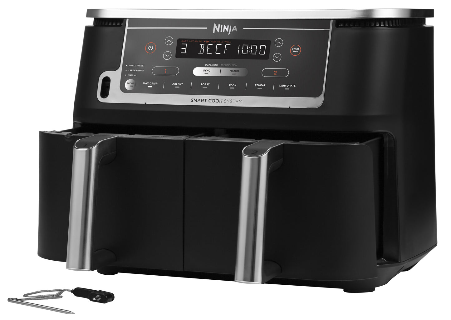 Ninja AF451EU fritös Single 9,5 l 2470 W Varmluftsfritös Svart