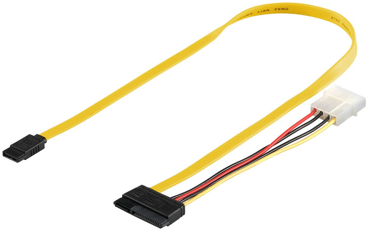 Goobay 68175 SATA-kablar SATA 7-pin SATA 7-pin + 15-pin Svart, Röd, Gul