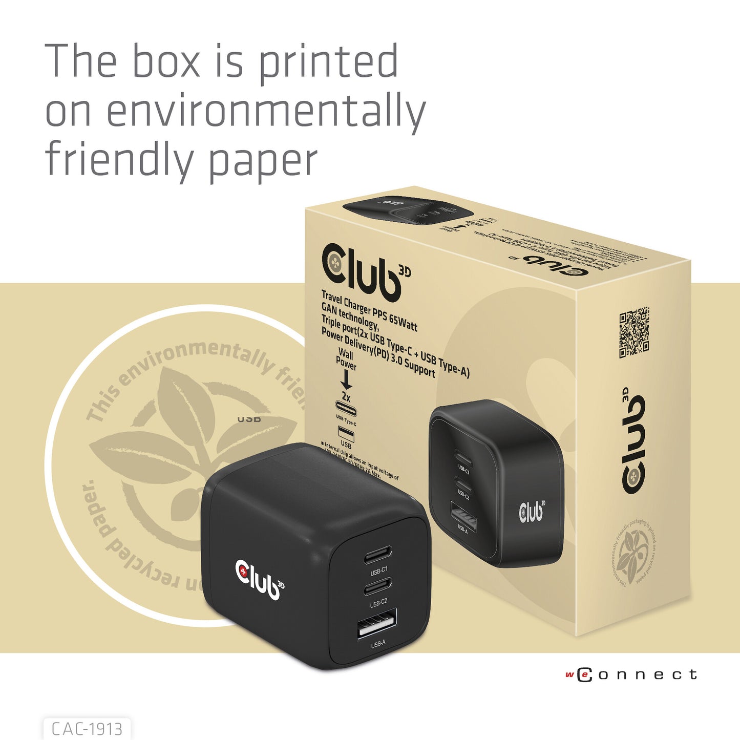 CLUB3D CAC-1913 mobilladdare Mobiltelefon, Bärbar dator, Smartphone, Universal Svart AC Snabb laddning inomhus